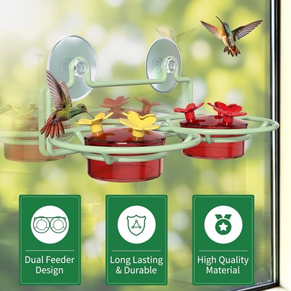 Hummingbird Feeder with Red and Yellow Flowers - Picture 4 of 9